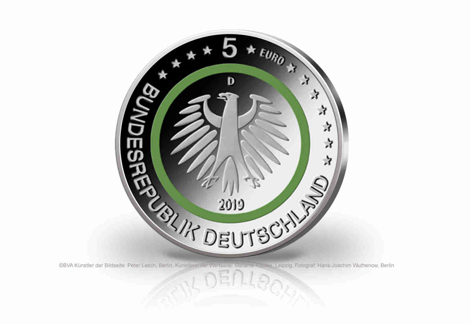 5 Euro 2019 Deutschland Gemässigte Zone mit Polymerring PP Prägestätte unserer Wahl