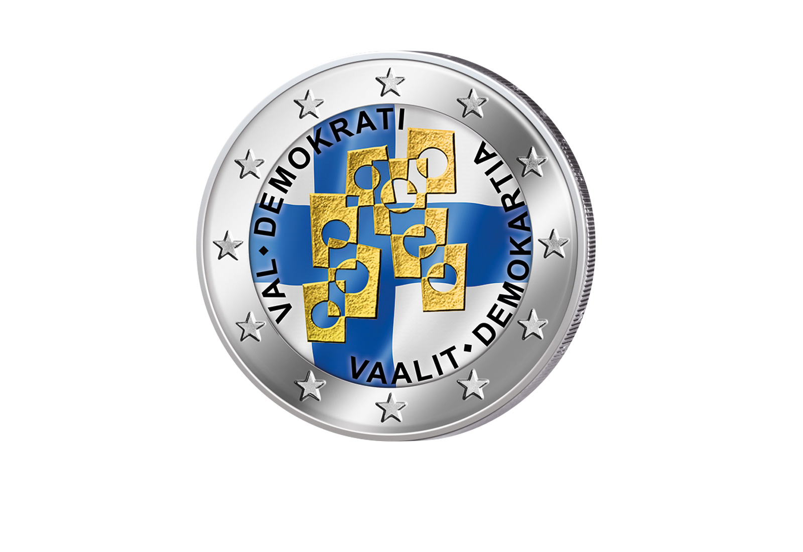 2 Euro 2024 Finnland Wahlen und Demokratie mit Farbmotiv bfr.