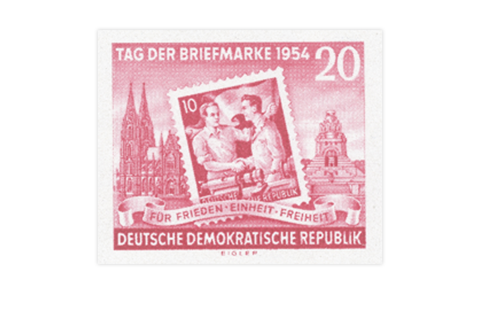 Briefmarke DDR Block Erste Zentrale Briefmarkenausstellung 1954 Michel-Nr. 445 B postfrisch