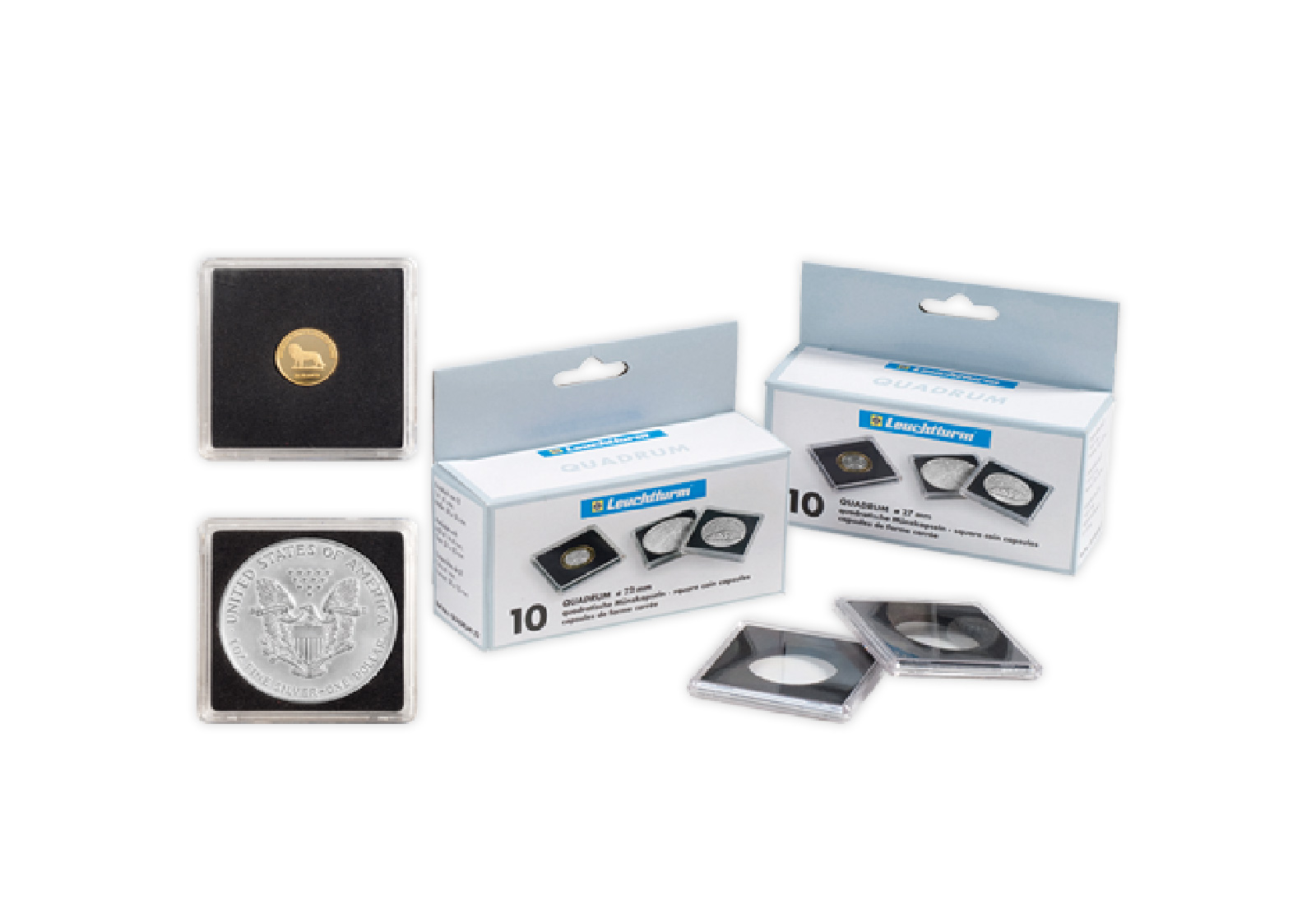 [19 mm] Leuchtturm Quadrum-Münzkapseln im 10er Pack