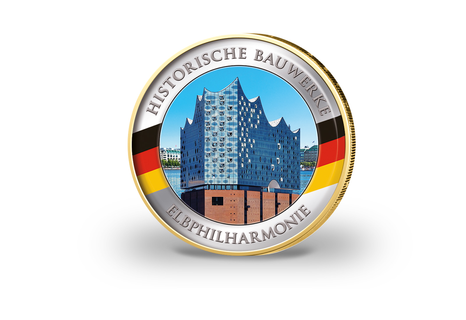 2 Euro vergoldet Elbphilharmonie mit Farbmotiv