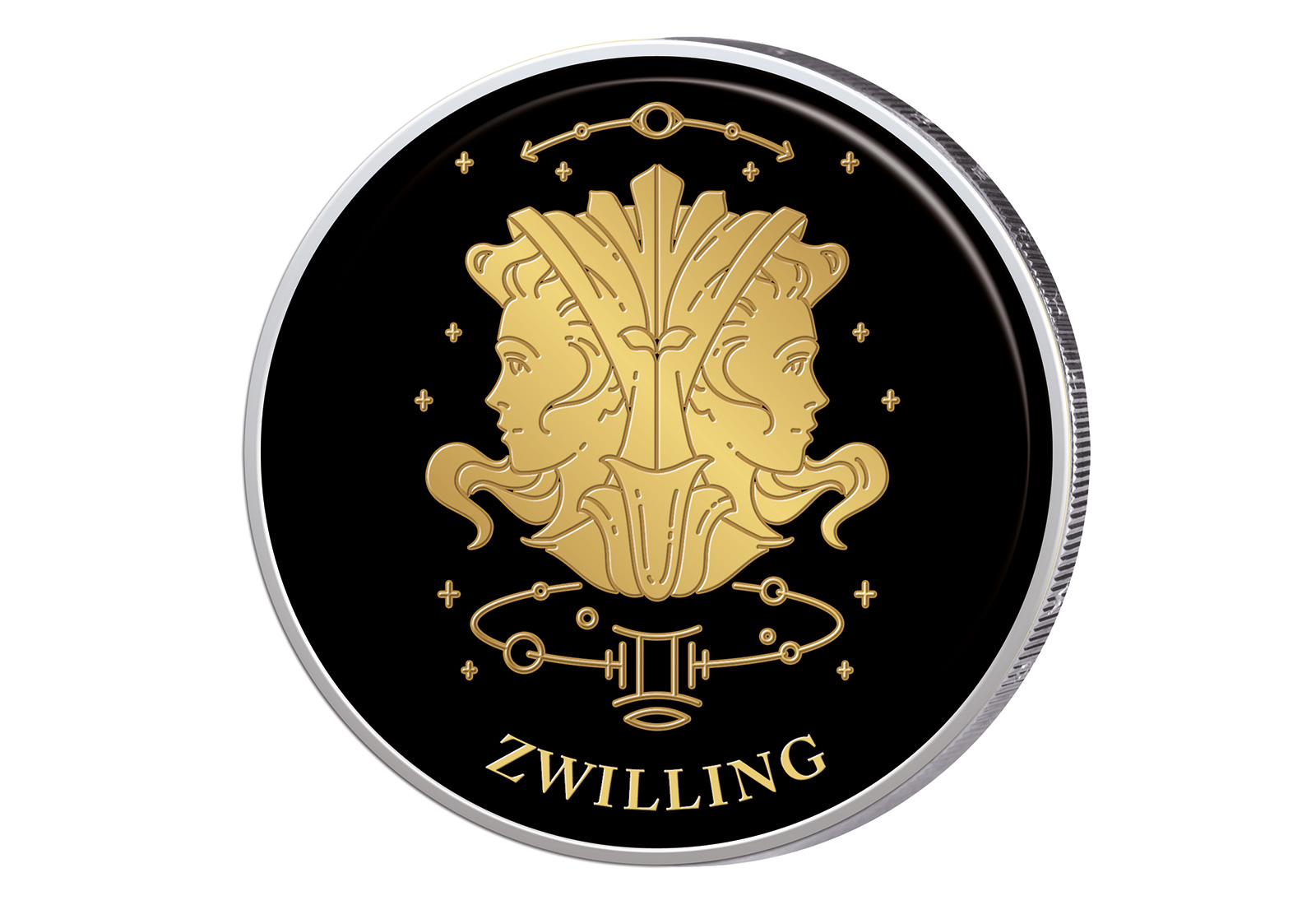 2 Euro mit Farbapplikation Sternzeichen Zwilling