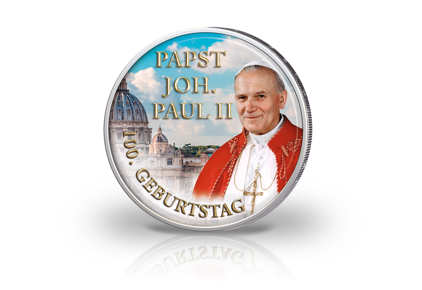 2 Euro mit Farbmotiv 100. Geburtstag Papst Johannes Paul II.