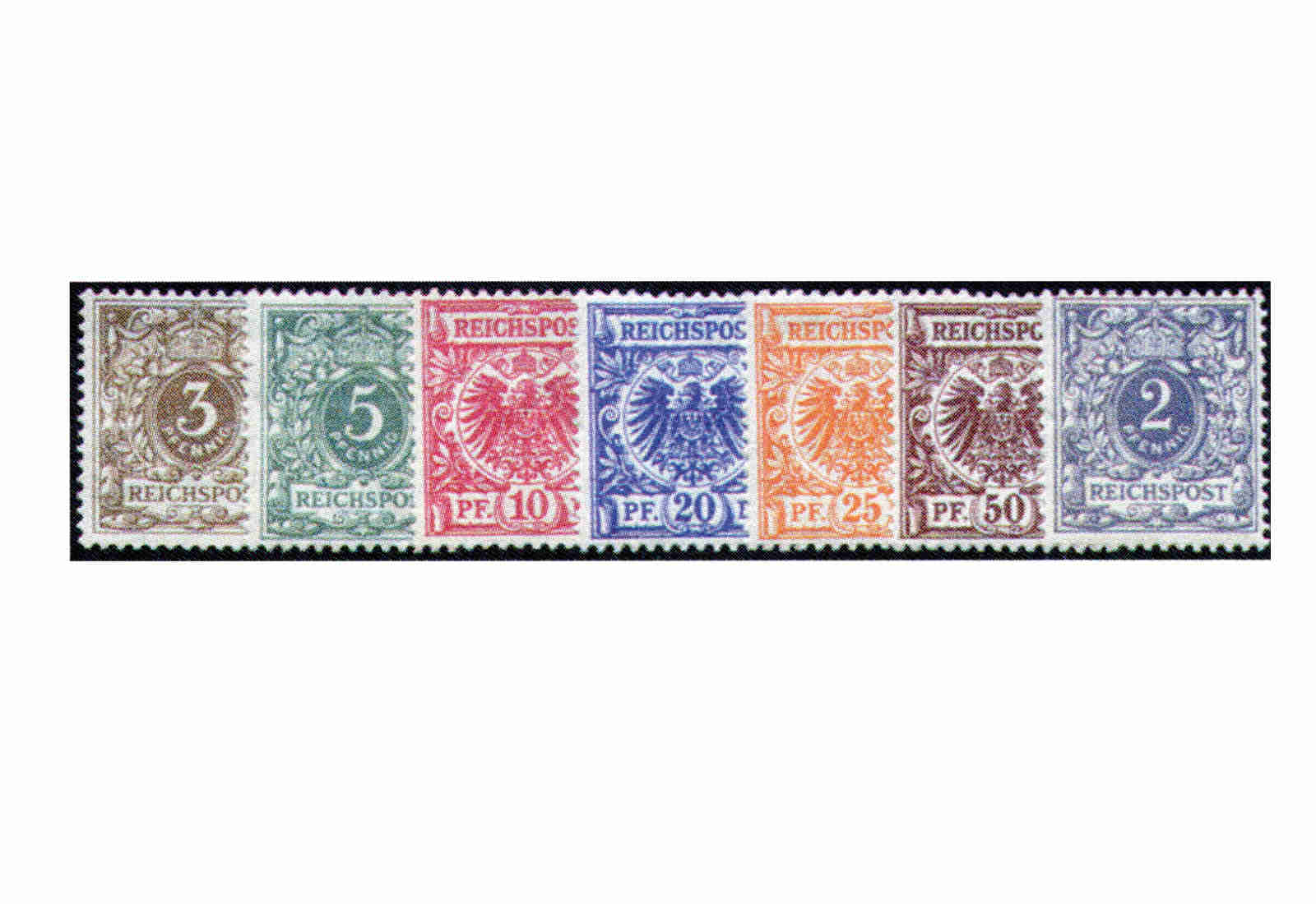Briefmarken Deutsches Kaiserreich Krone/Adler 1889/1990 Michel-Nr. 45/50 und 52 Falz