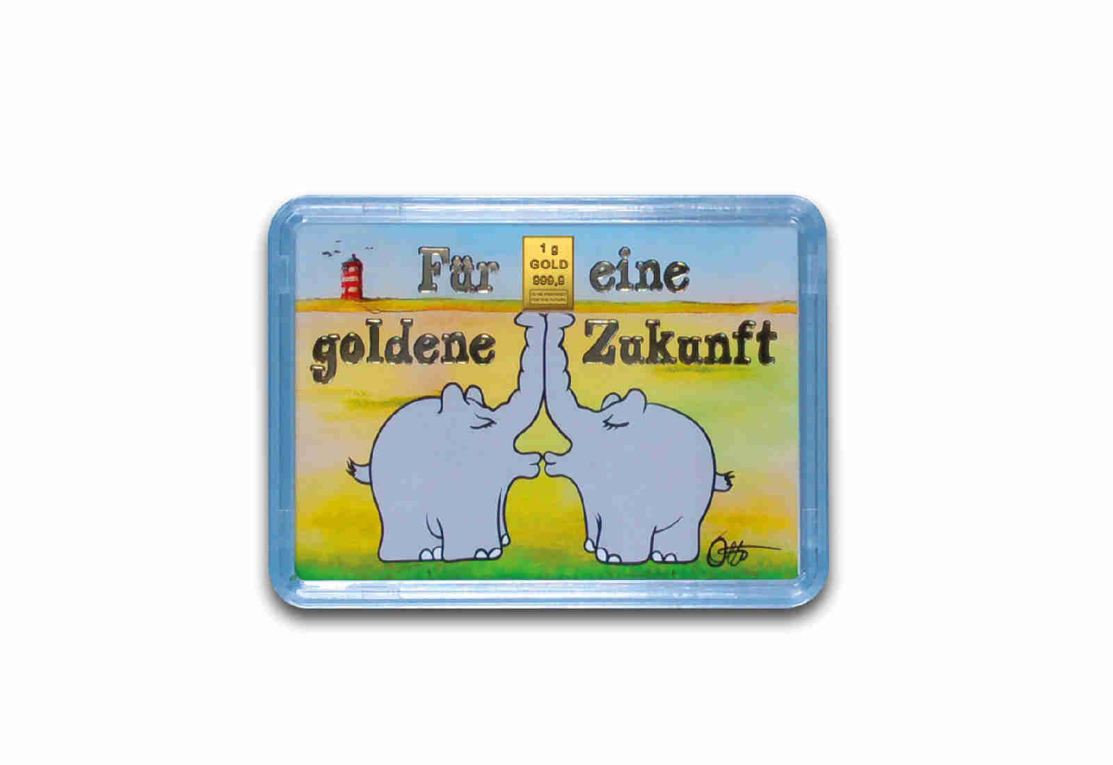 Goldbarren 1 g Küssende Ottifanten