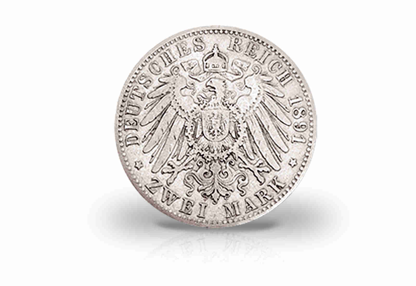 2 Mark 1891 Deutsches Kaiserreich Oldenburg Nicolaus Friedrich Peter Jaeger-Nr. 93