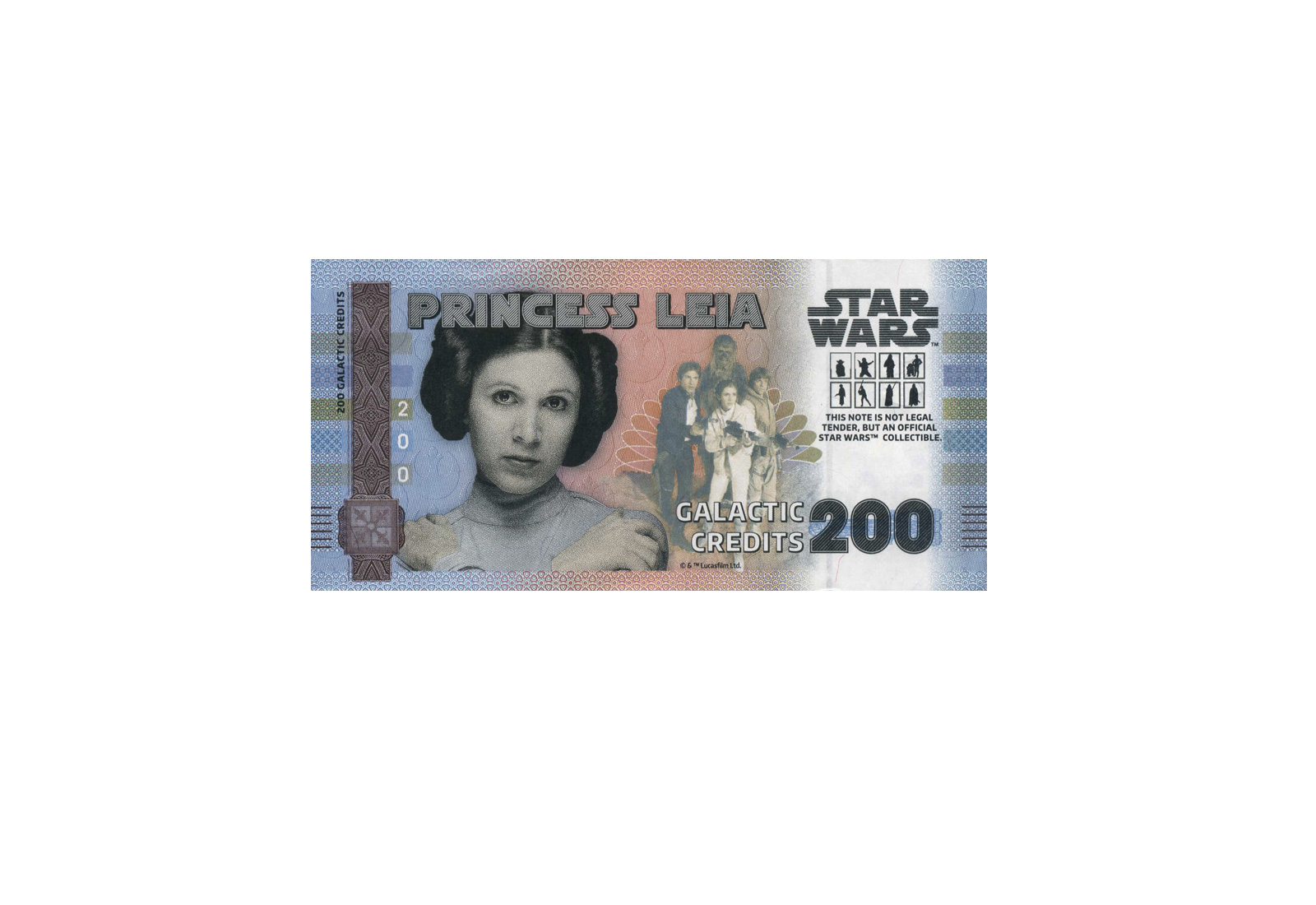 Souvenir 200 Galactic Credit Princess Leia in Klappkarte Star Wars Serie