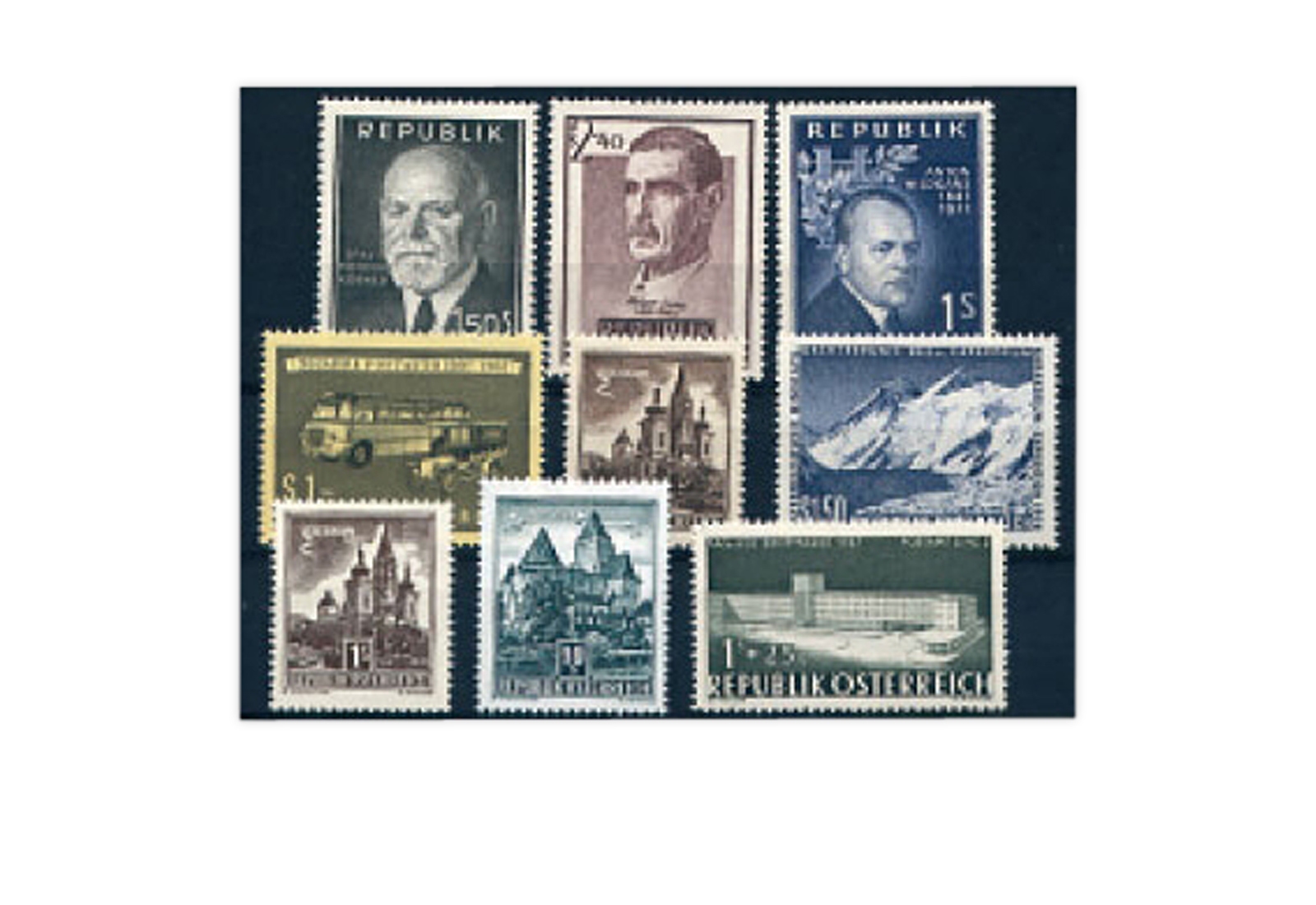 Briefmarke Jahrgang 1957 Österreich Michel-Nr. 1031-1039 postfrisch