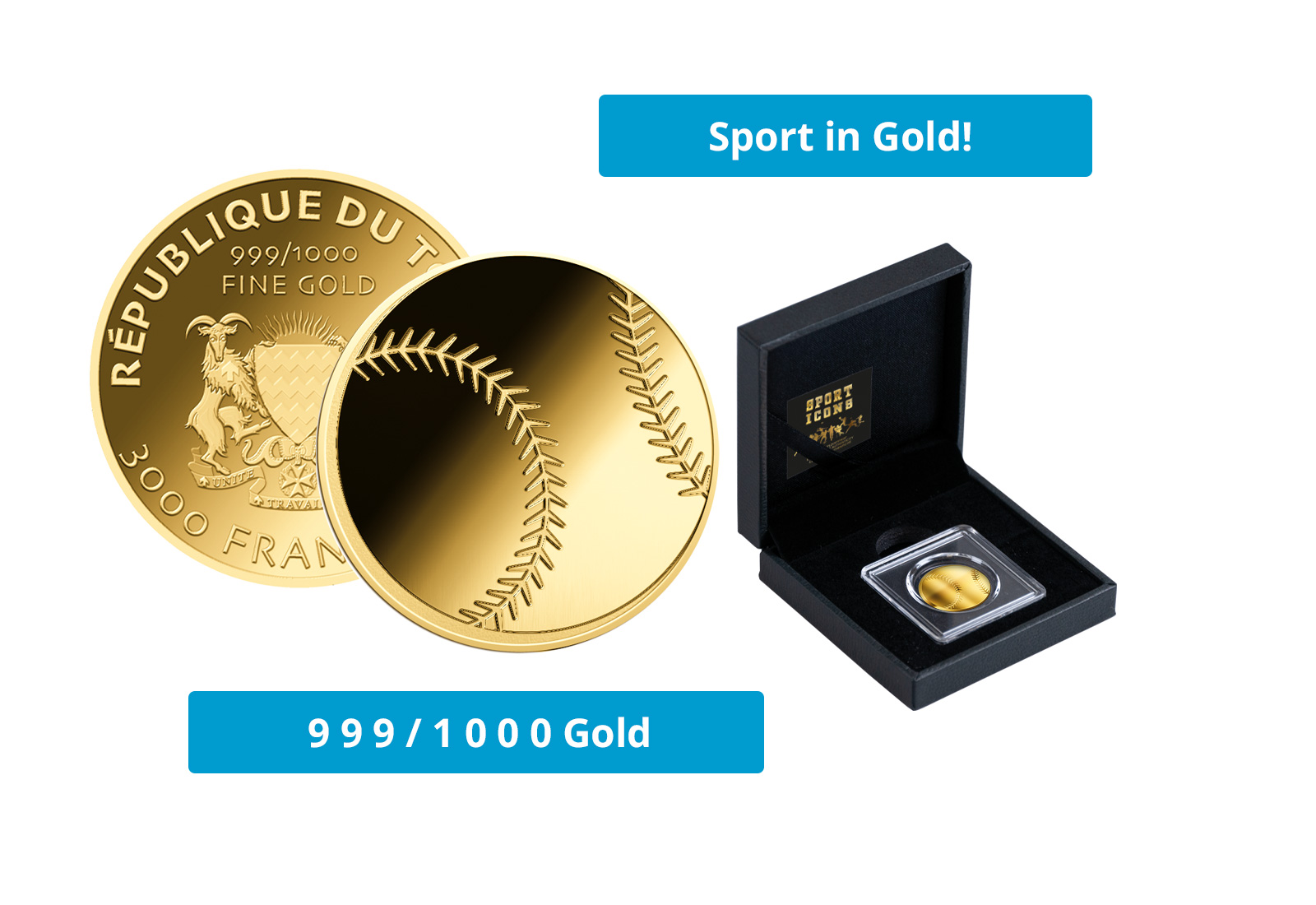Goldmünze Baseball 999/1000 Gold Geschenk inkl. Etui Sport