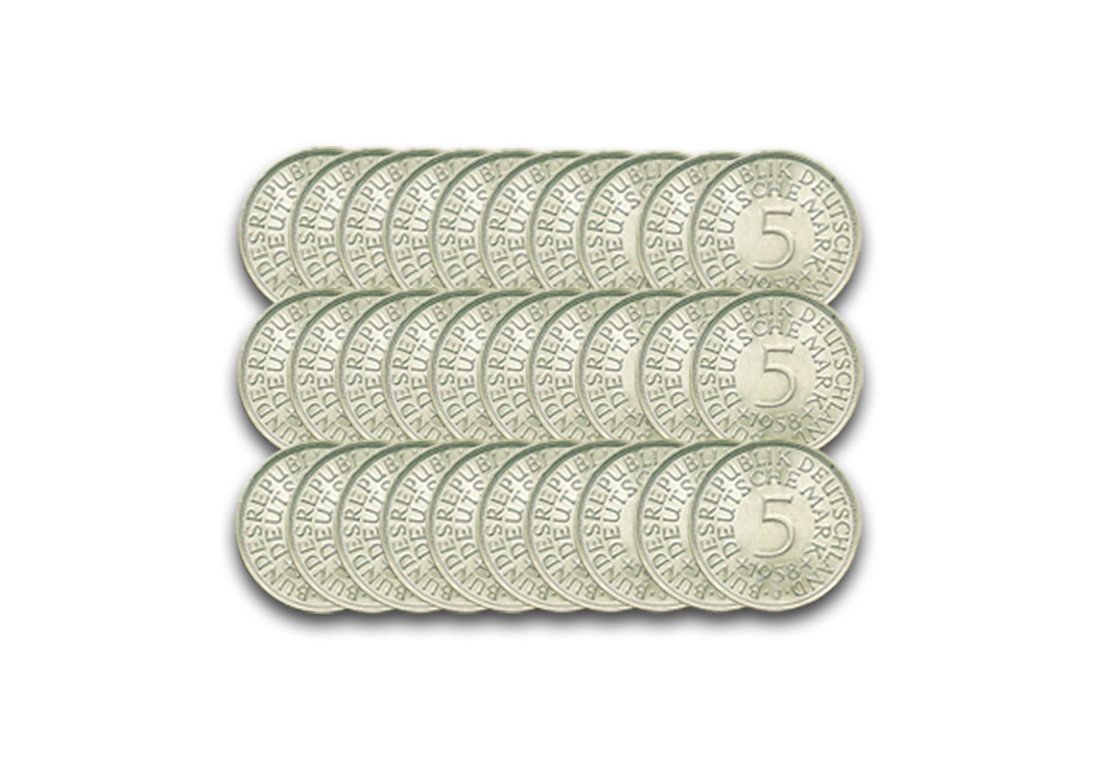 5 DM Silbermünzen 1951-1974 BRD ohne 1958 72er Set