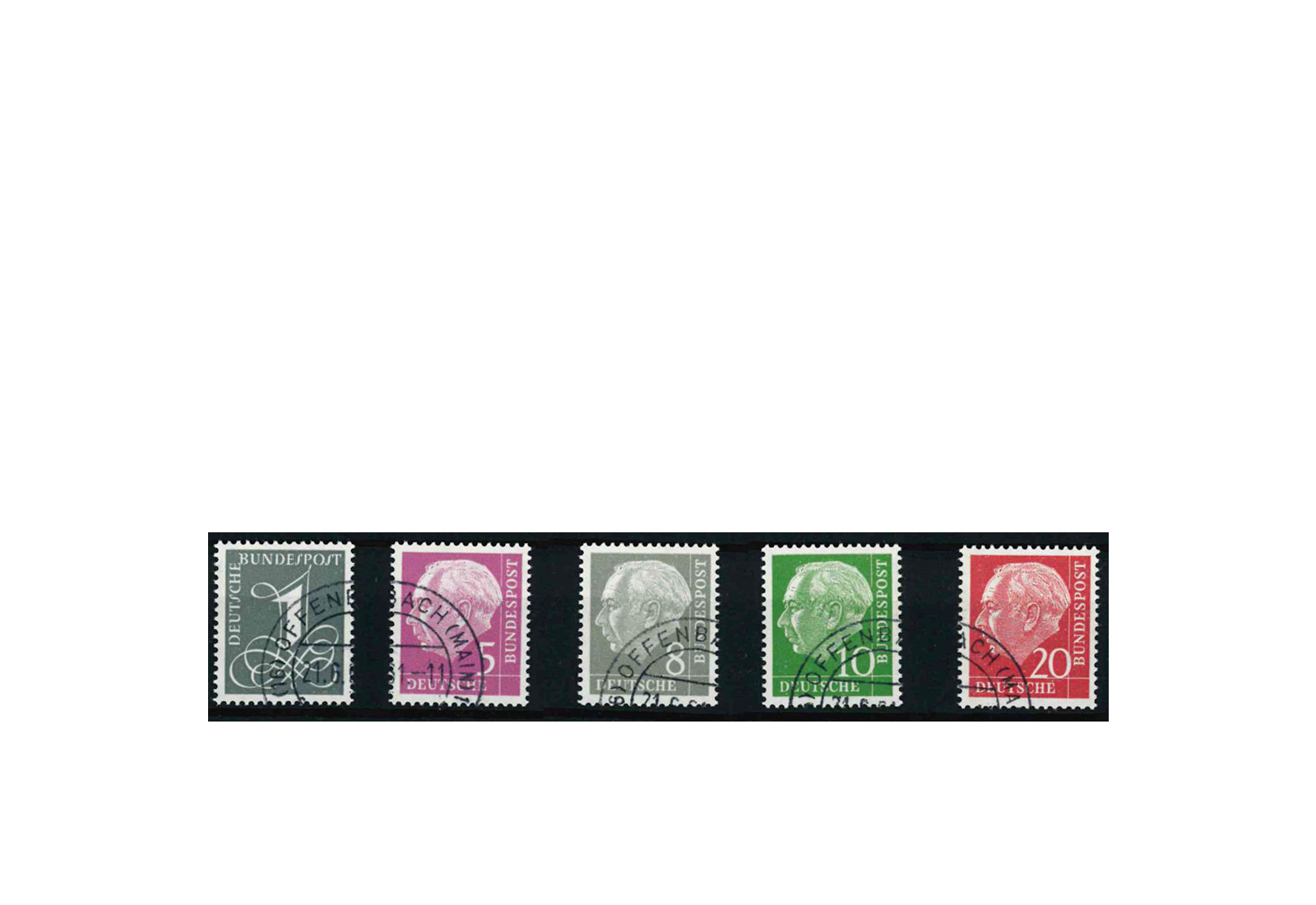 BRD Heuss liegendes Wasserzeichen Mi.Nr.179Y II/285 Y II gestempelt