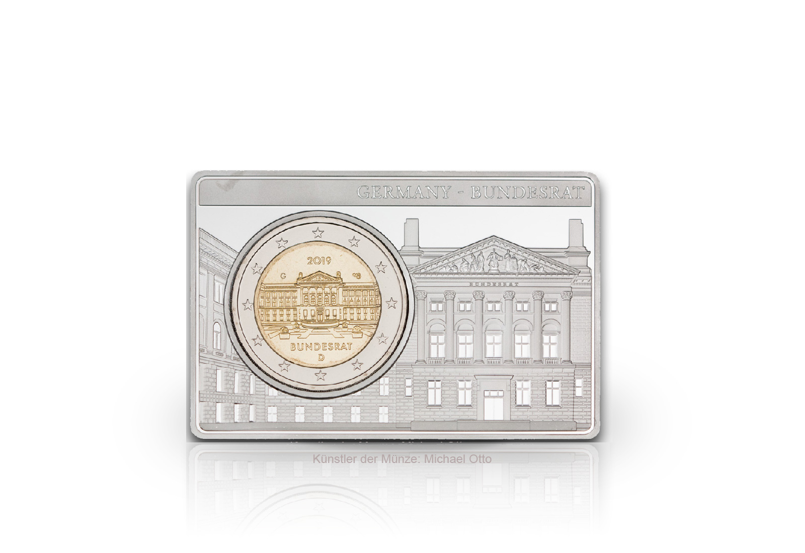 2 Euro 2019 Deutschland 70 Jahre Bundesrat eingefasst in einem Barren Prägestätte G