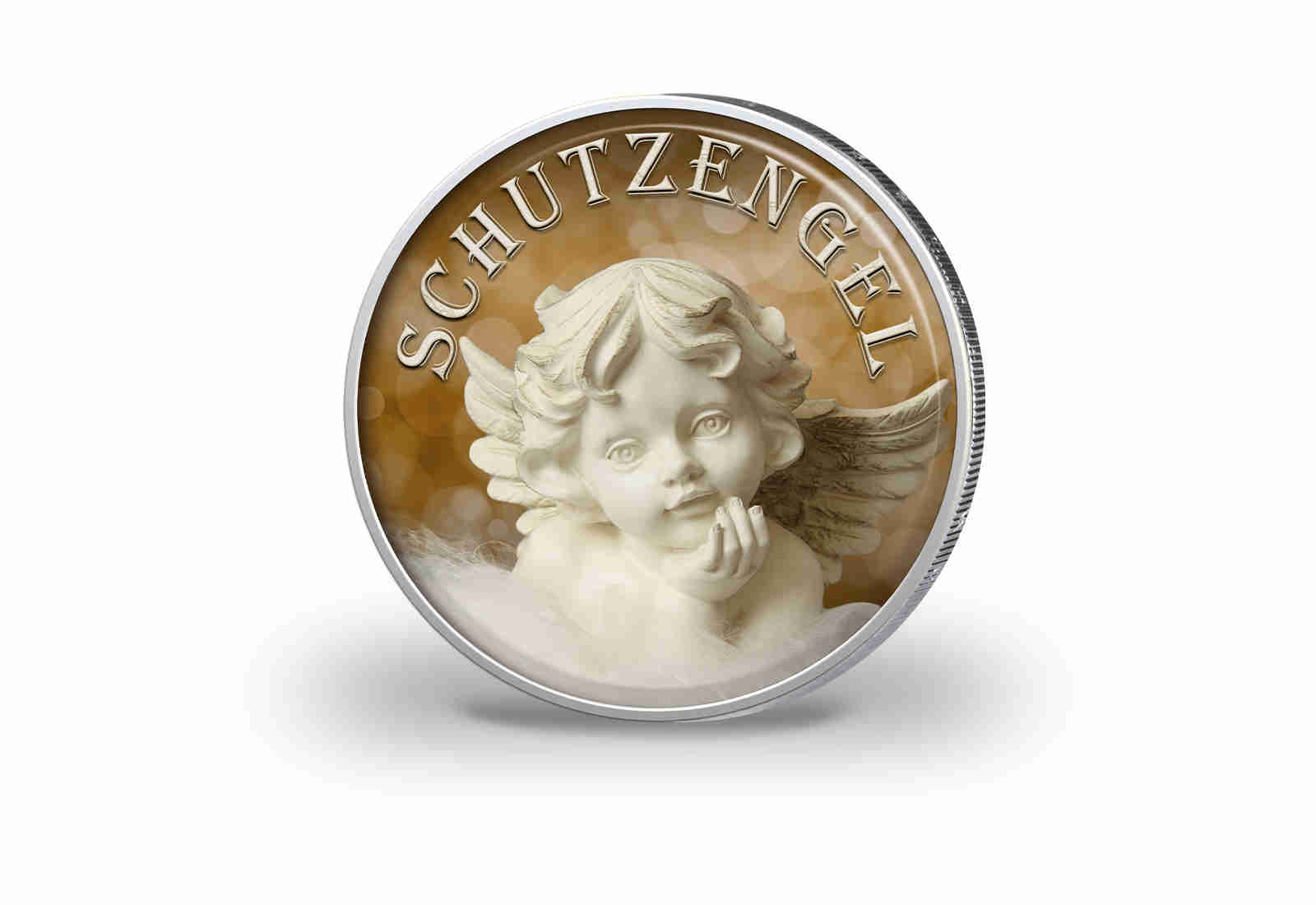 2 Euro mit Farbapplikation Schutzengel Motiv 2 vergoldet
