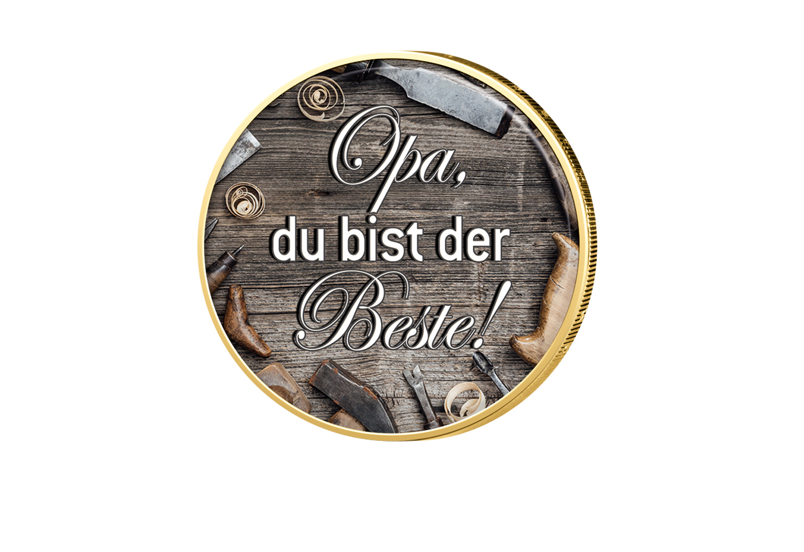 2 Euro mit Farbmotiv und 24 Karat Goldauflage Geschenk für den besten Opa