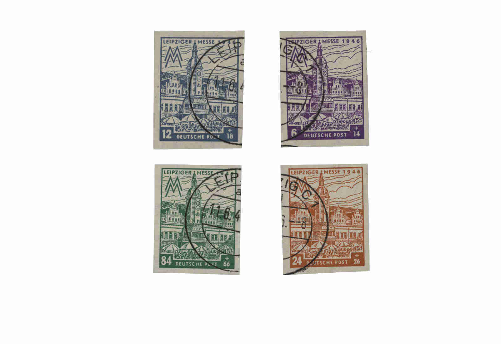 SBZ Leipzig Messe 1948 - MiNr. 162-164 BX + 165 BYb gestempelt