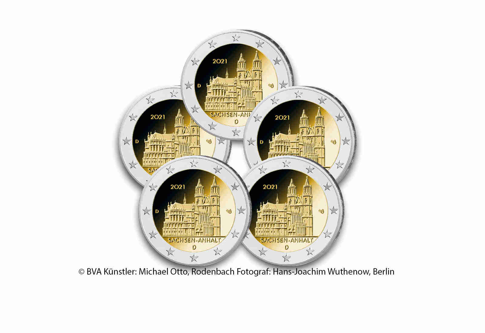 2 Euro 2021 Deutschland Sachsen-Anhalt Magdeburger Dom Prägest.A-J im Numisbrief