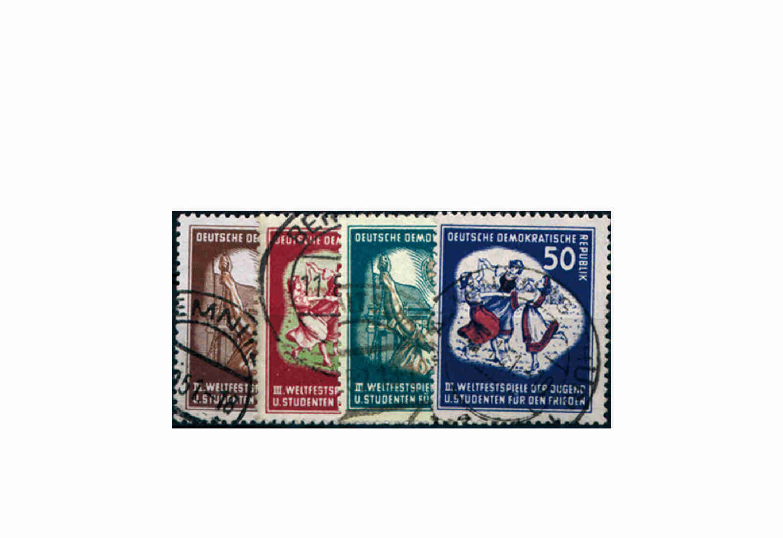 Briefmarken DDR Weltfestspiele der Jugend und Studenten 1951 Michel-Nr. 289-292 gestempelt