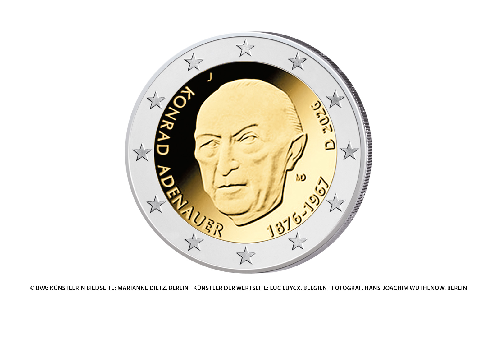 2 Euro 2026 Deutschland Konrad Adenauer Prägestätten unserer Wahl