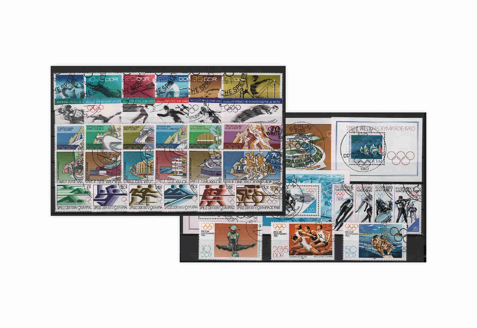Briefmarken DDR Olympiade 12 Ausgaben auf Steckkarte gestempelt