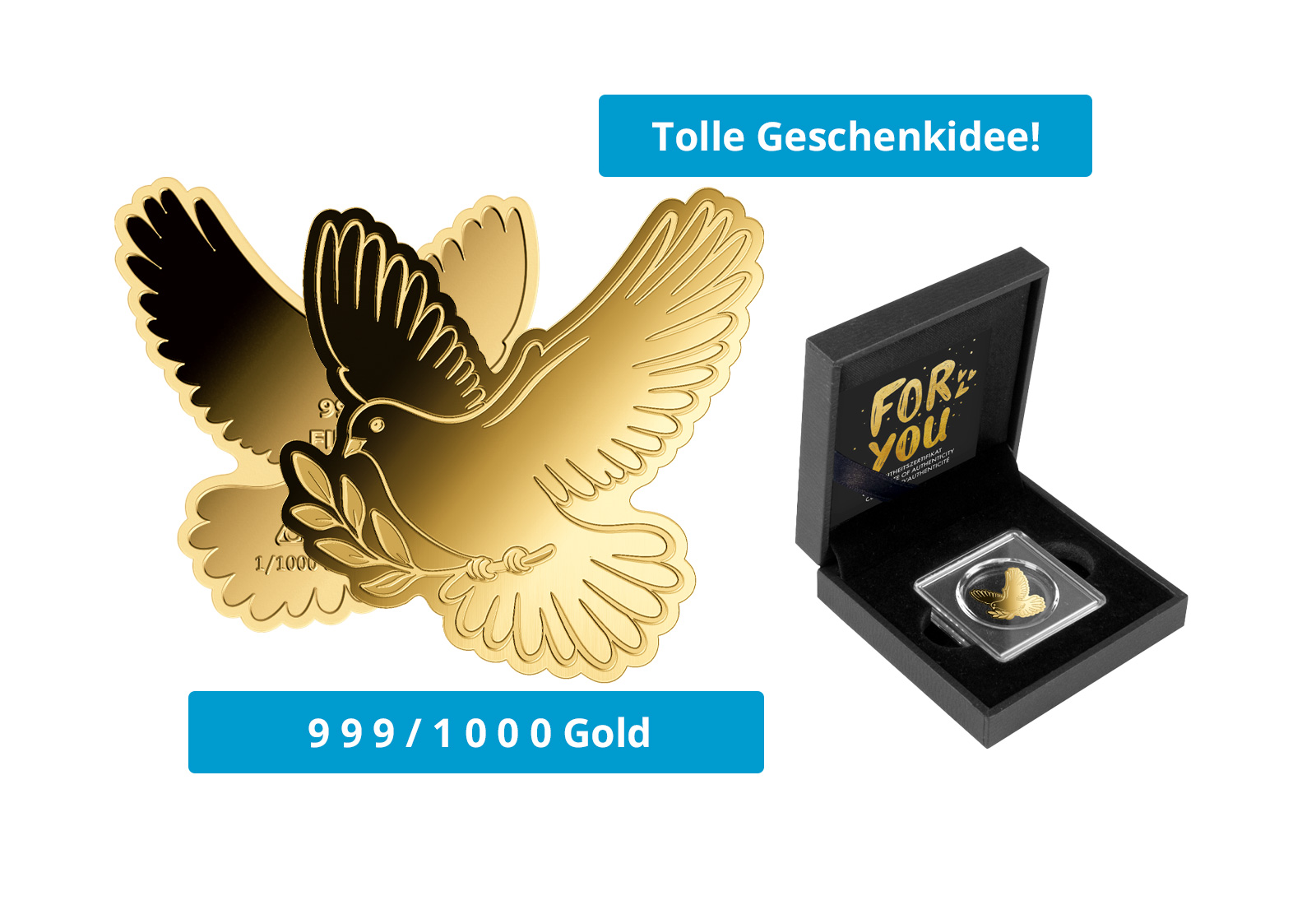 Goldausgabe Motiv Friedenstaube 999/1000 Gold