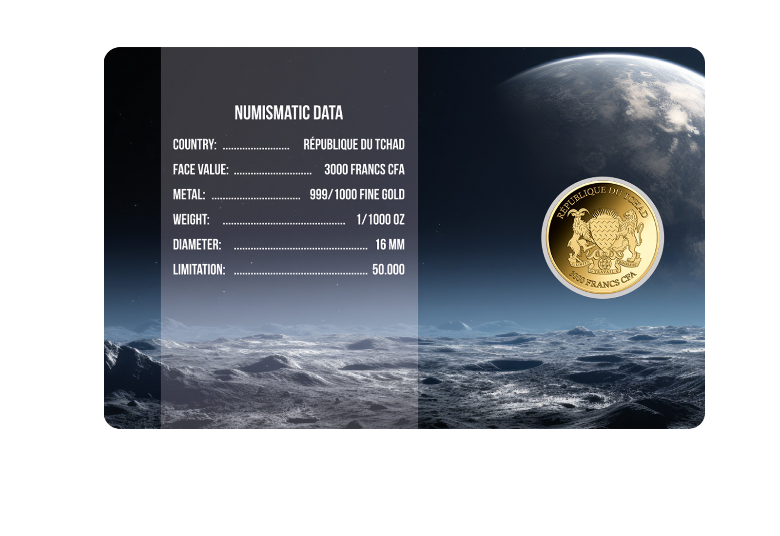 Goldmünze Motiv Mondlandung Coincard Feinheit 999/1000 Gold Geschenk
