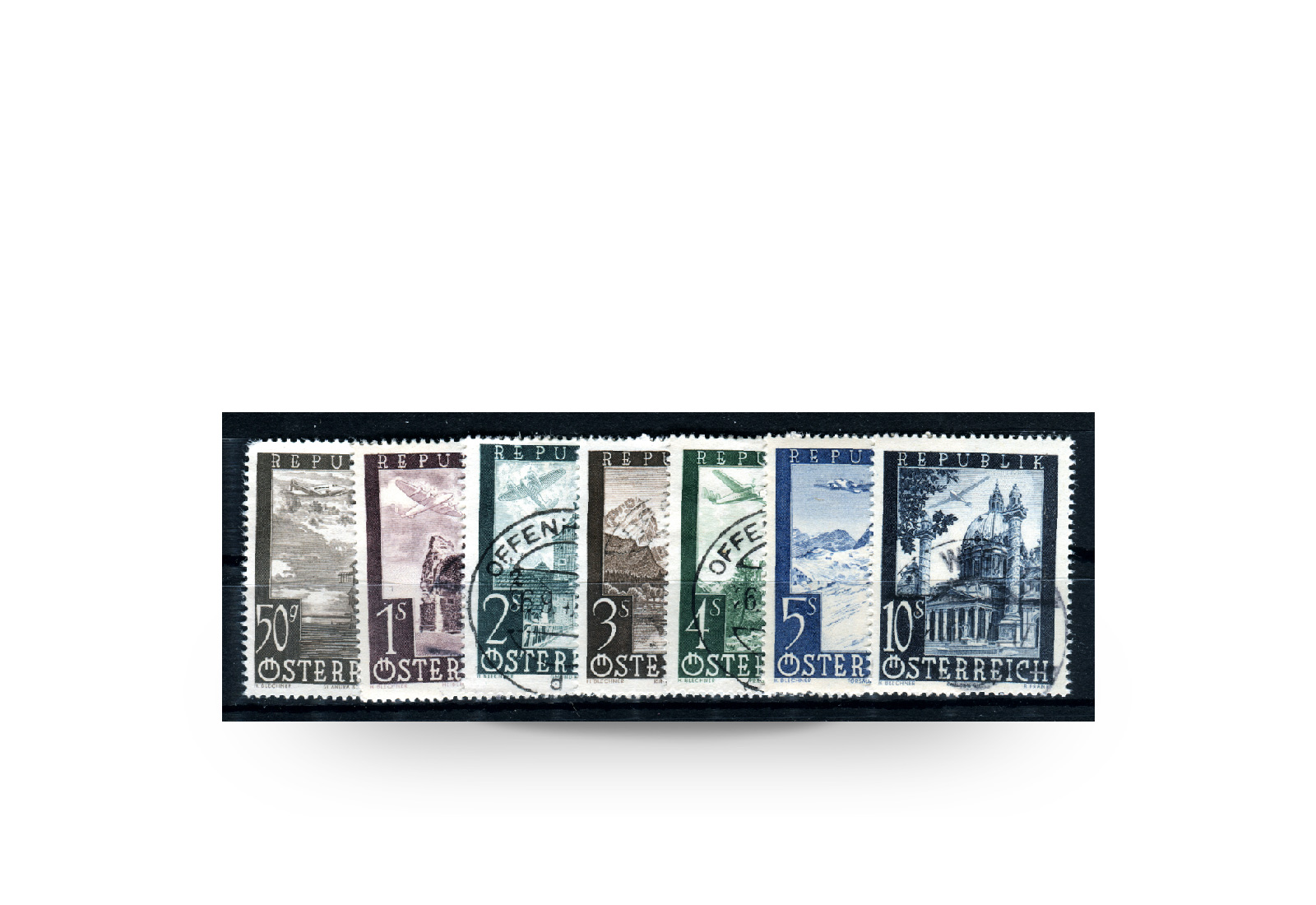 Österreich Flugpost 1947 Mi.Nr. 822/828 gestempelt