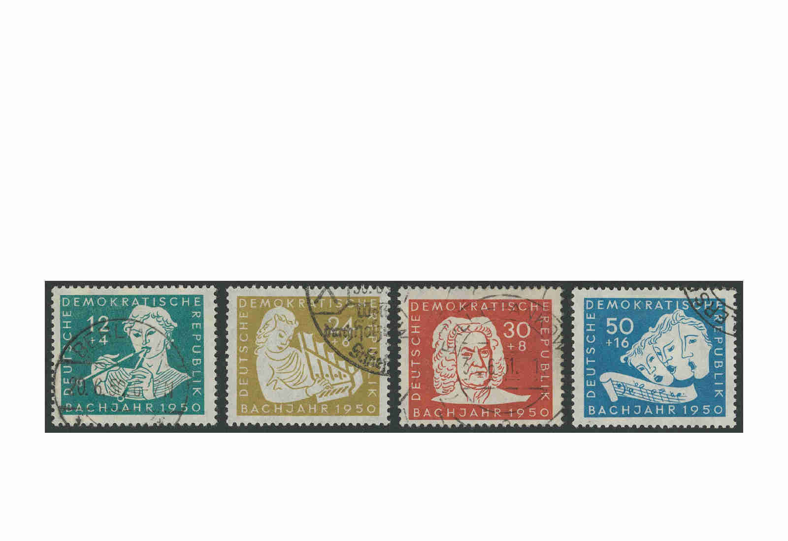 Briefmarken DDR 200. Todestag von Johann Sebastian Bach 1950 Michel-Nr. 256-259 gestempelt