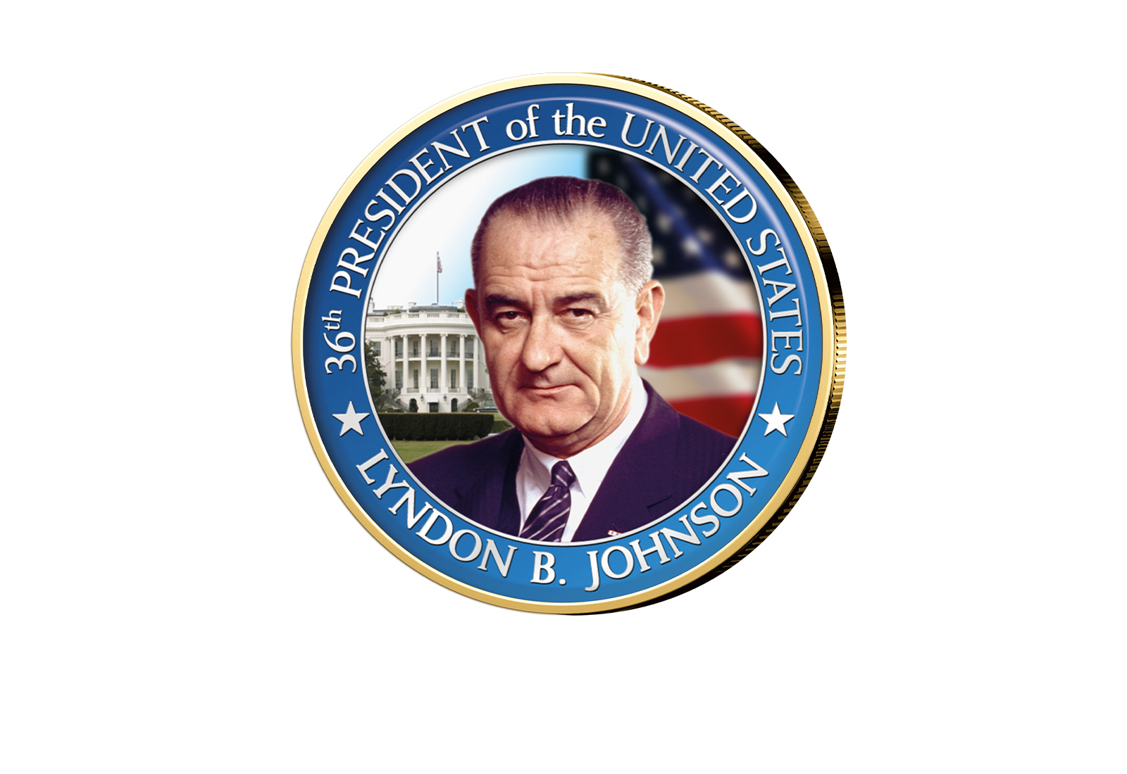 ½ Kennedy-Dollar USA mit Farbapplikation Lyndon B. Johnson