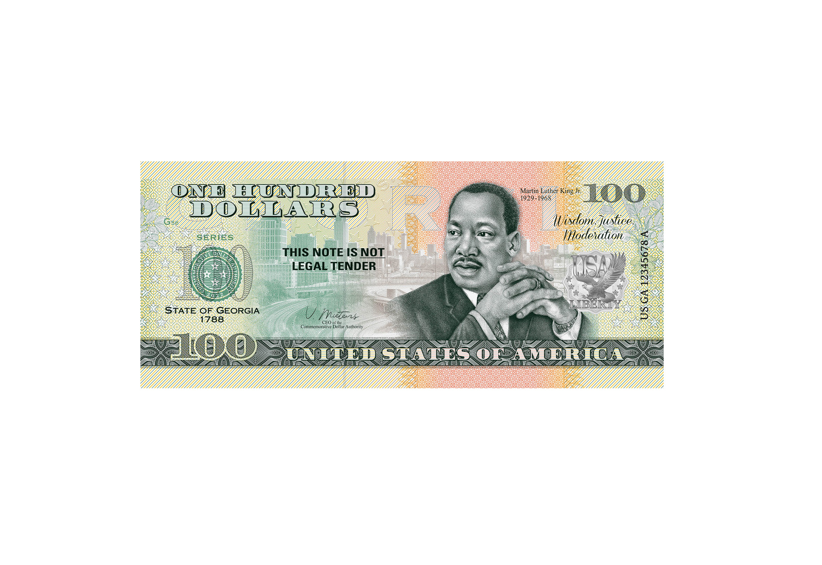 Banknote USA 100 Dollars Martin Luther King 1929-1969