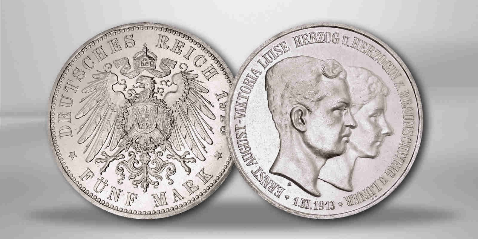 5 Mark 1915 Deutsches Kaiserreich Braunschweig Herzog Ernst August Jaeger-Nr. 58