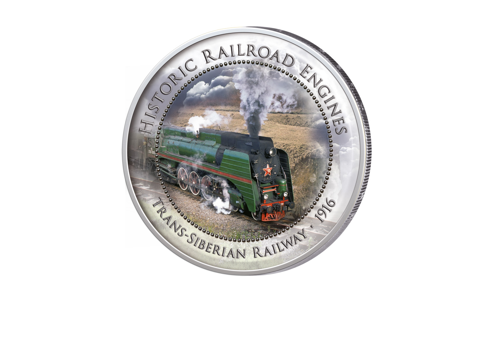2 Euro Historische Eisenbahnen Transsibirische Eisenbahn 1916 mit Farbapplikation