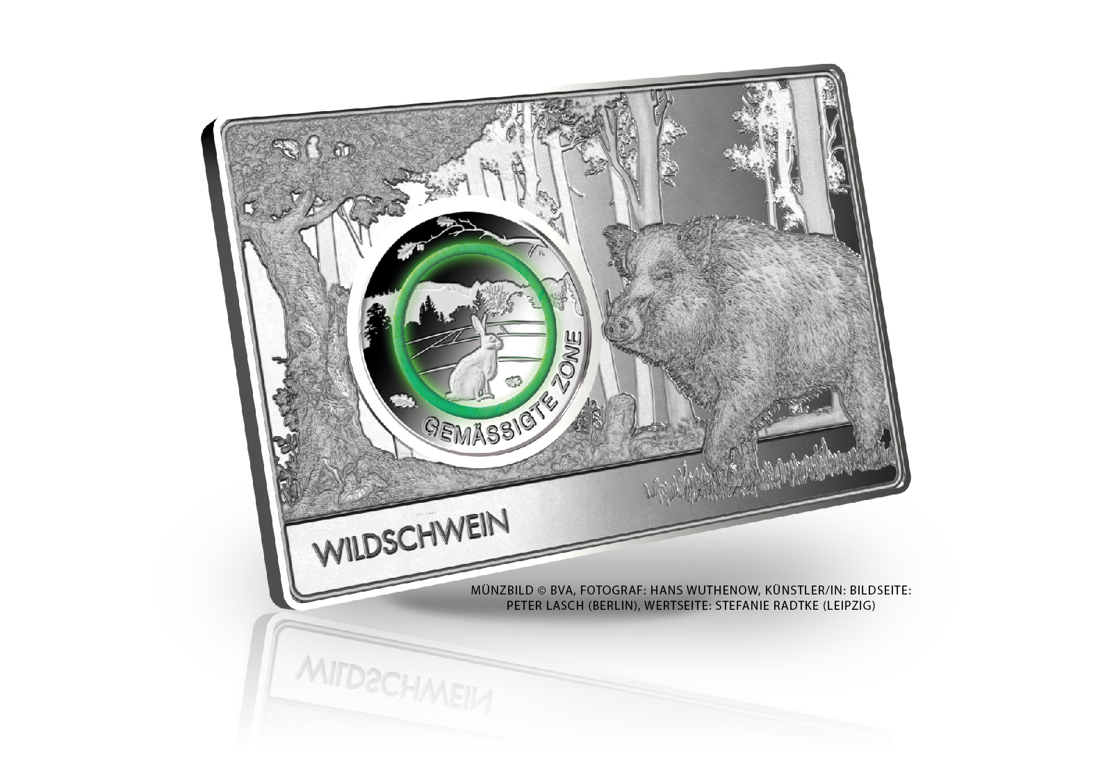 5 Euro 2019 Deutschland Gemäßtigte Zone eingefasst in einem Barren Prägestätte D