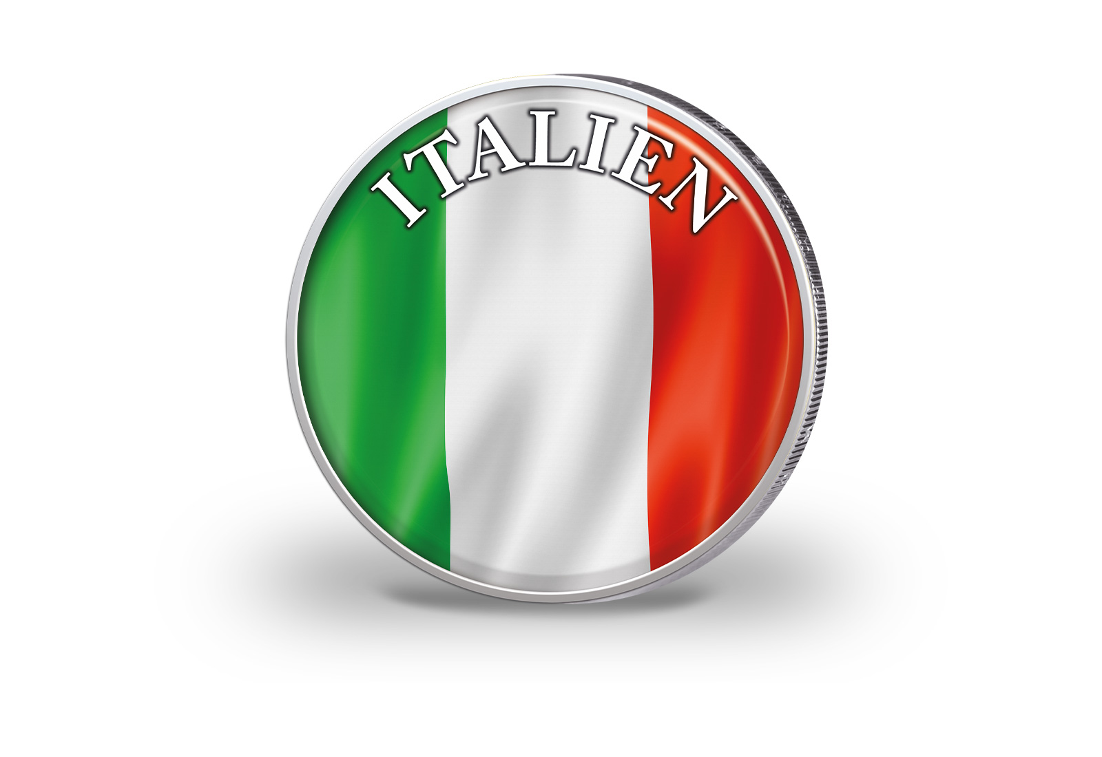 2 Euro vergoldet Italien Flagge mit Farbapplikation