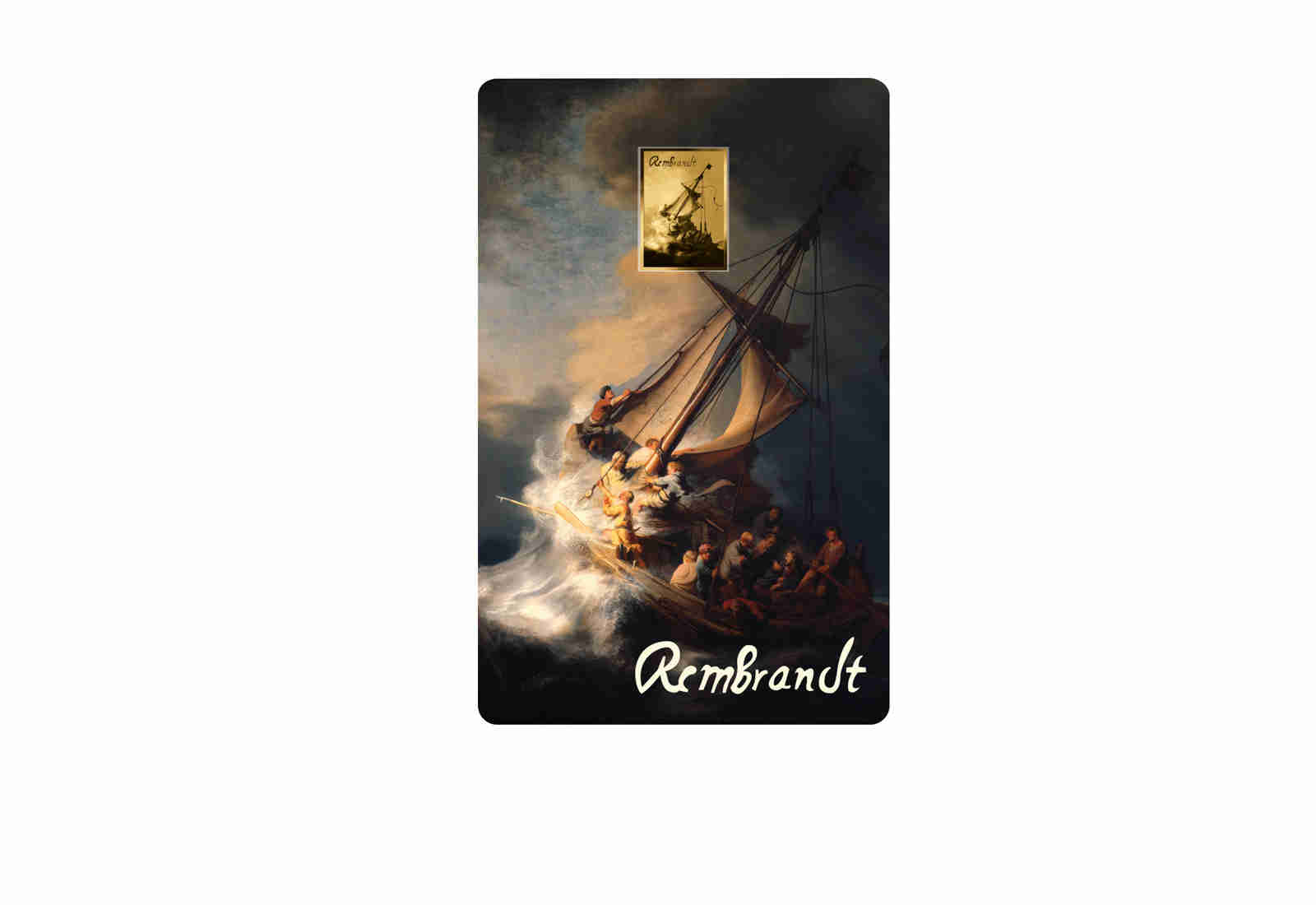 Goldcard Motiv Christus im Sturm auf dem See Genezareth - Rembrandt van Rijn 999/1000 Gold
 