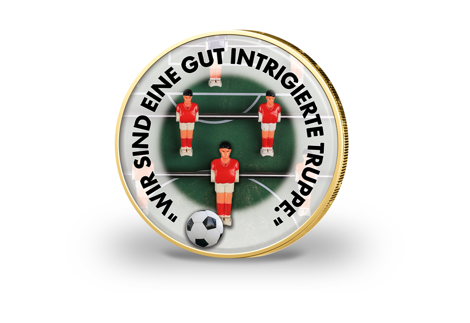 2 Euro vergoldet Fußballspruch 28 mit Farbmotiv