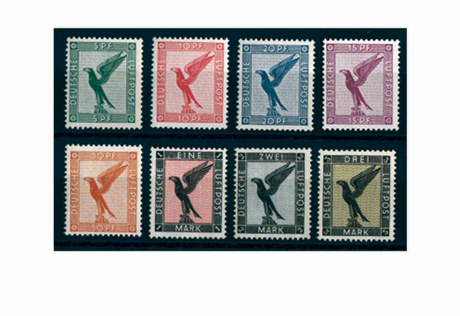 Briefmarken Deutsches Reich Flugpostausgabe Steinadler  Michel-Nr. 378/84 postfrisch