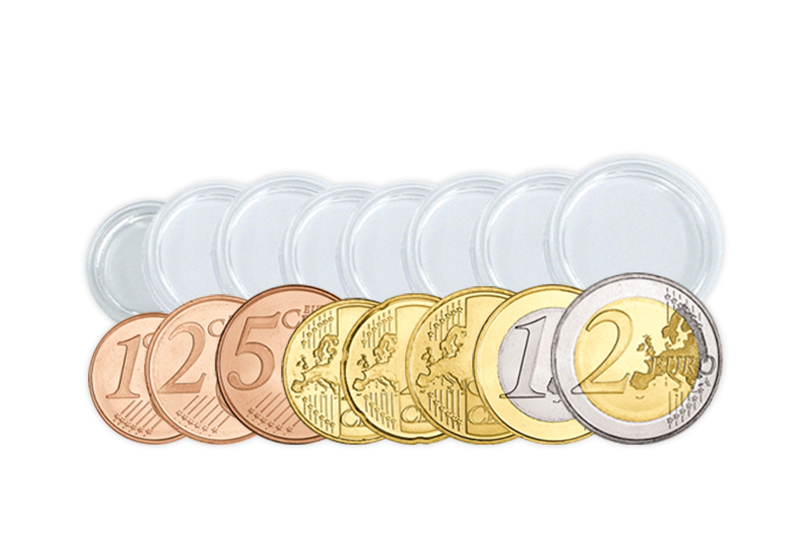 [16,5 - 26 mm] SAM 200 Münzkapseln für 25 Eurosätze je 8 Münzen (1 Cent bis 2 Euro)