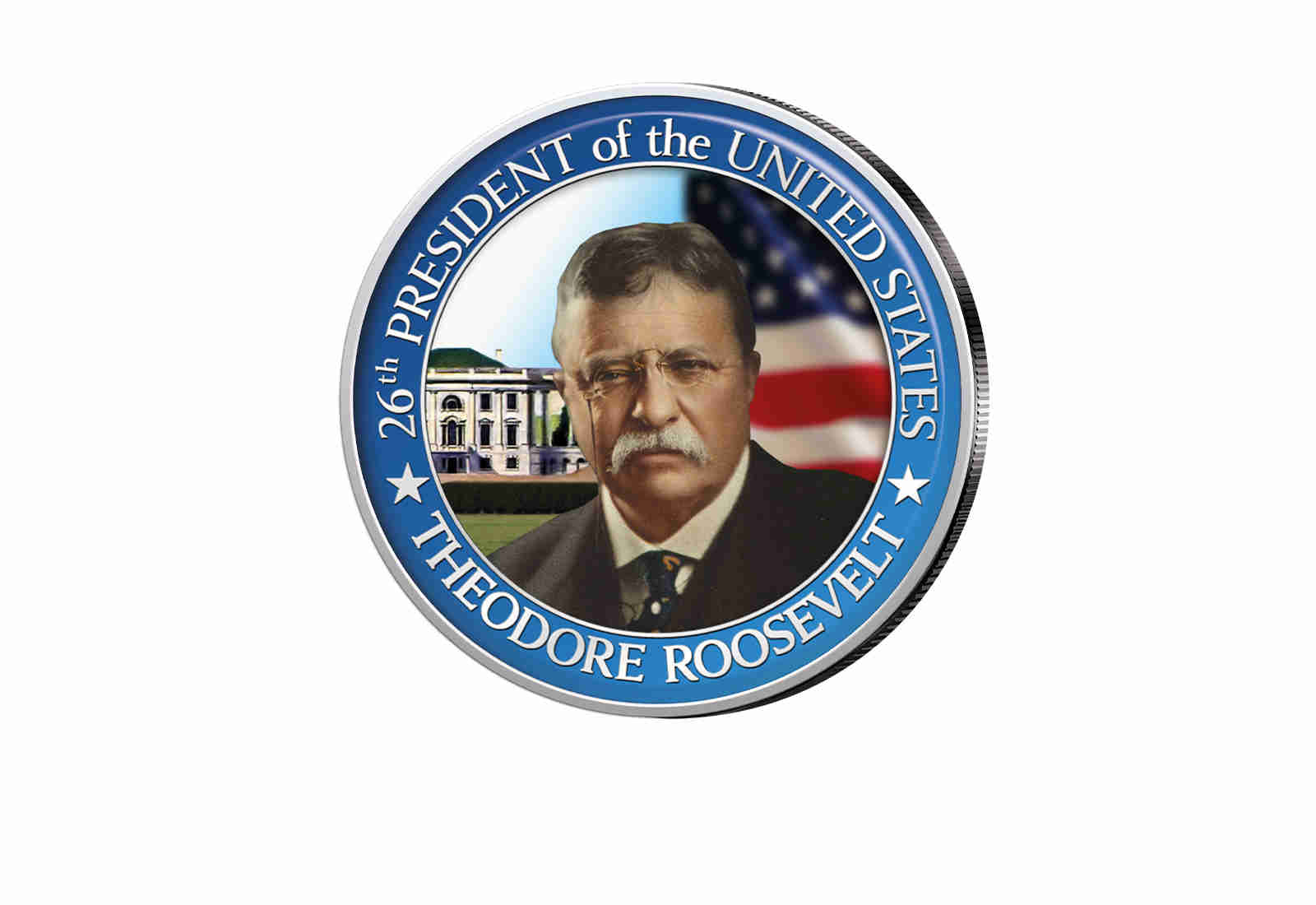 ½ Kennedy-Dollar USA mit Farbapplikation Theodore Roosevelt Serie: Presidents of the US