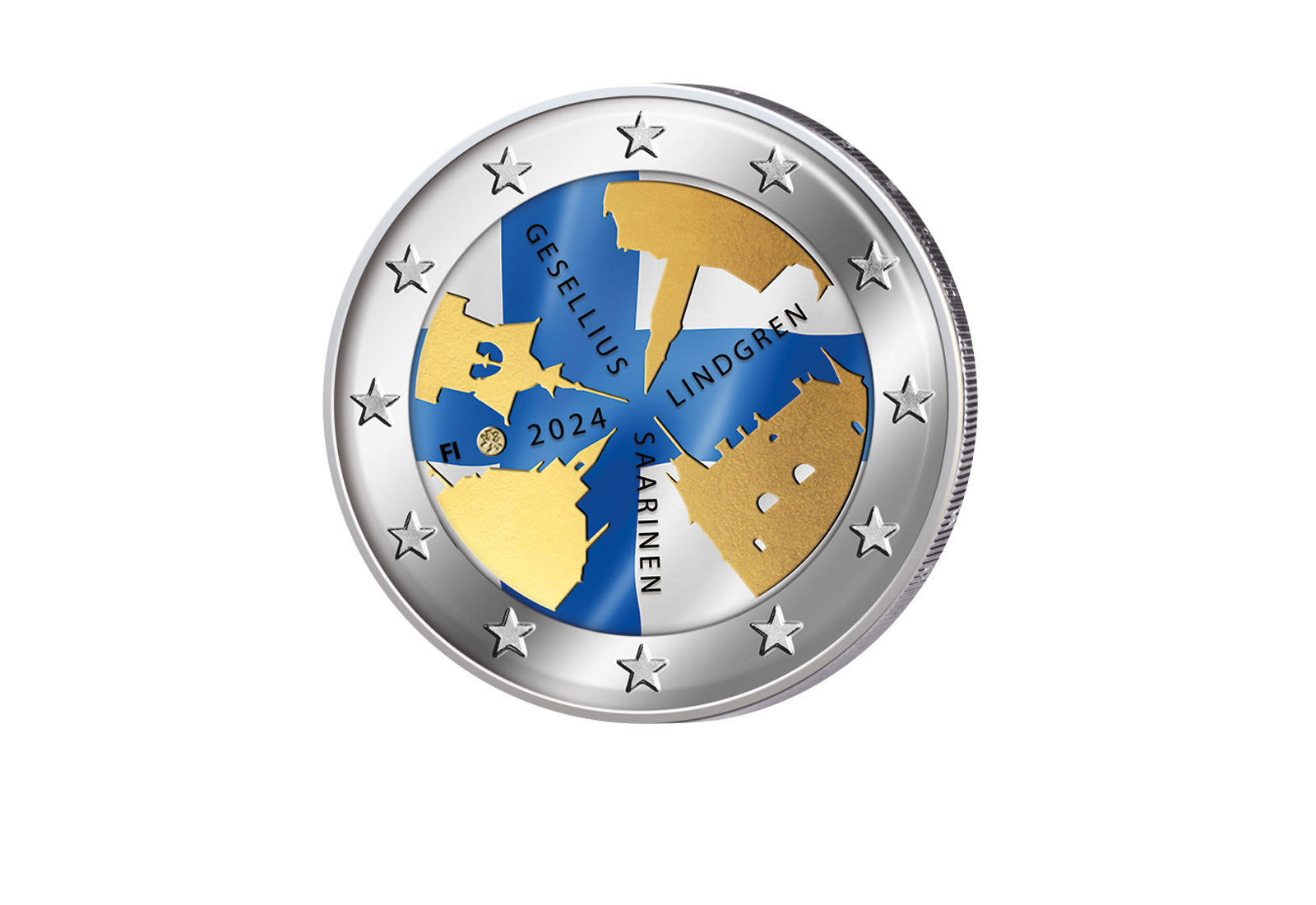 2 Euro 2024 Finnland Architektur Finnlands Gesellius, Lindgren, Saarinen mit Farbmotiv