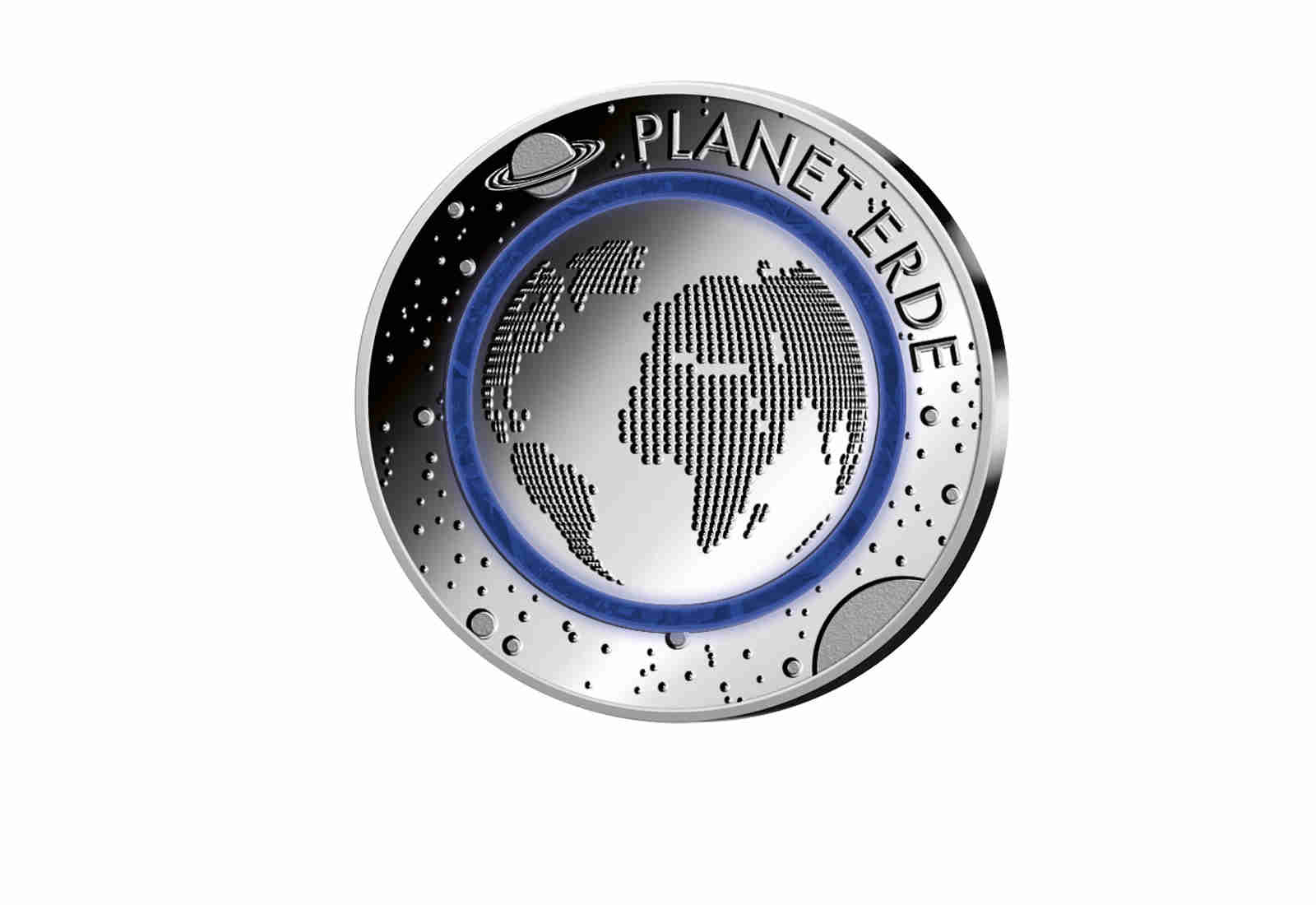 Gedenkausgabe Silber Planet Erde mit Polymerring