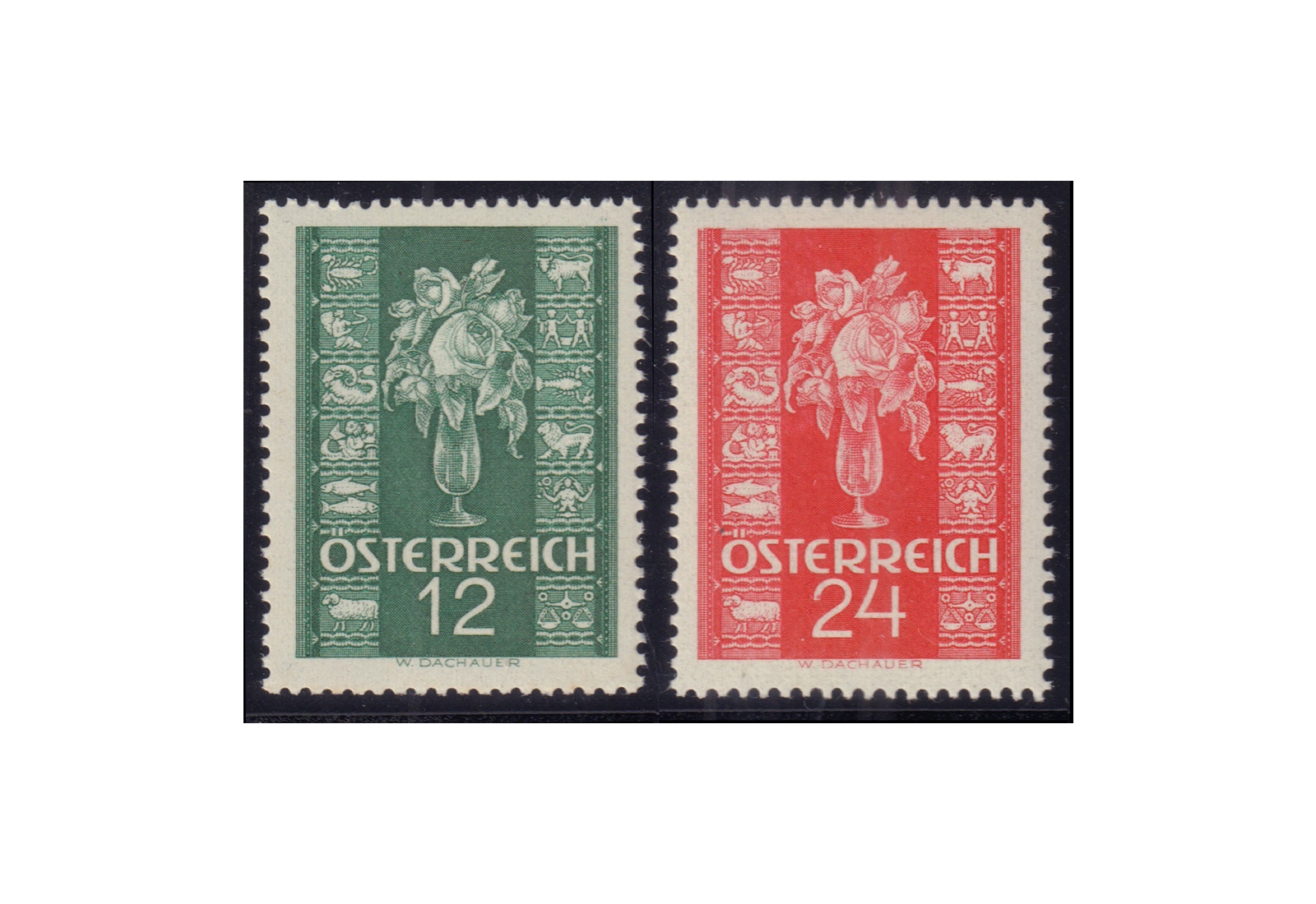 Österreich Freimarken für Glückwunsch-Korrespondenz 1937 Michel Nr. 658/9 postfrisch