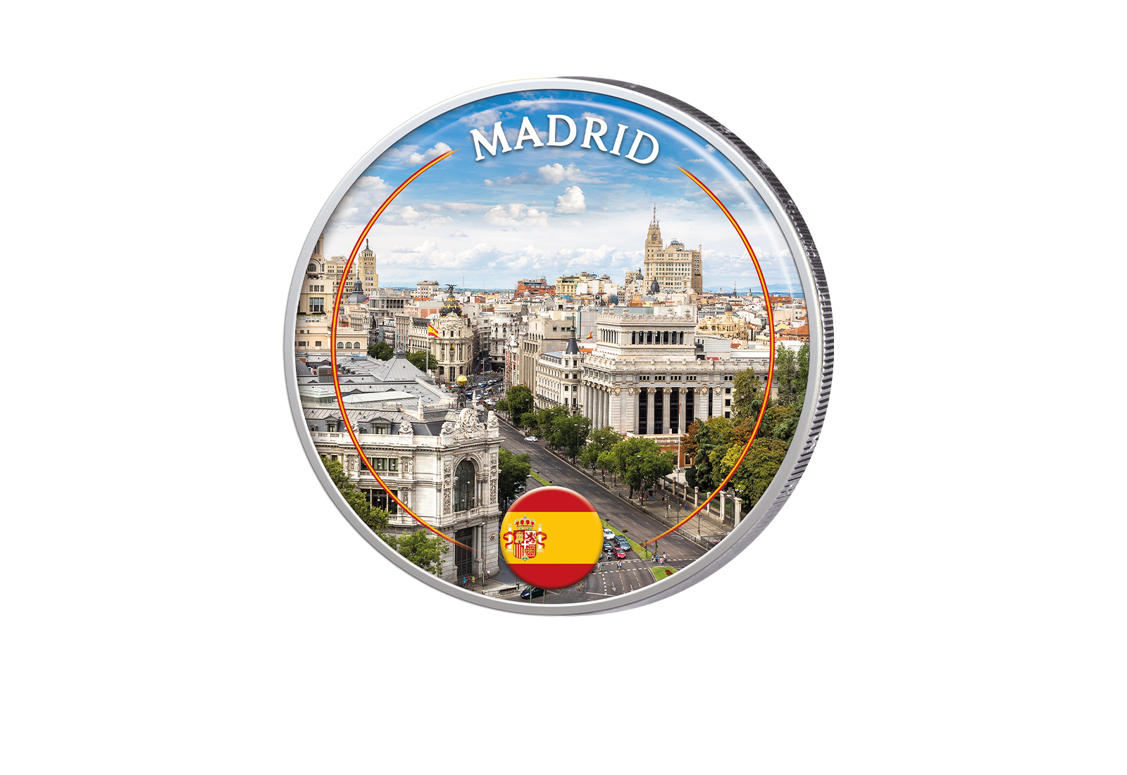 2 Euro mit Farbapplikation Madrid - Spanien