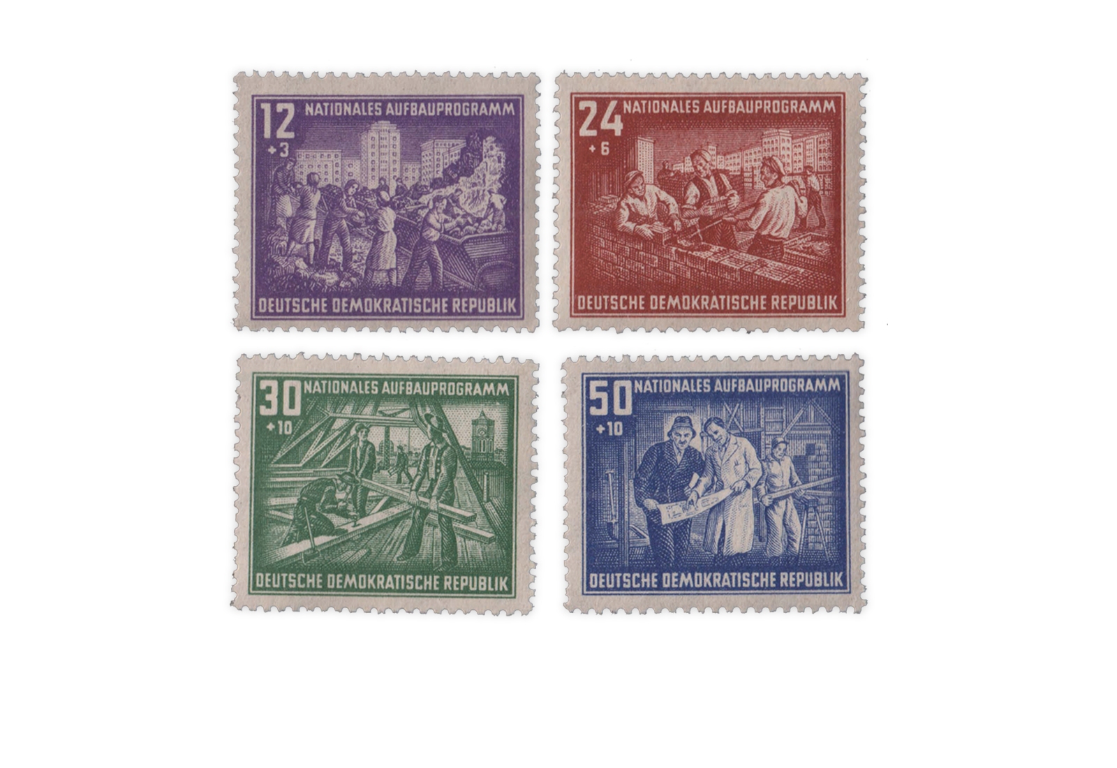Briefmarken DDR Nationales Aufbauprogramm Berlin 1952 Michel-Nr. 303-306 postfrisch