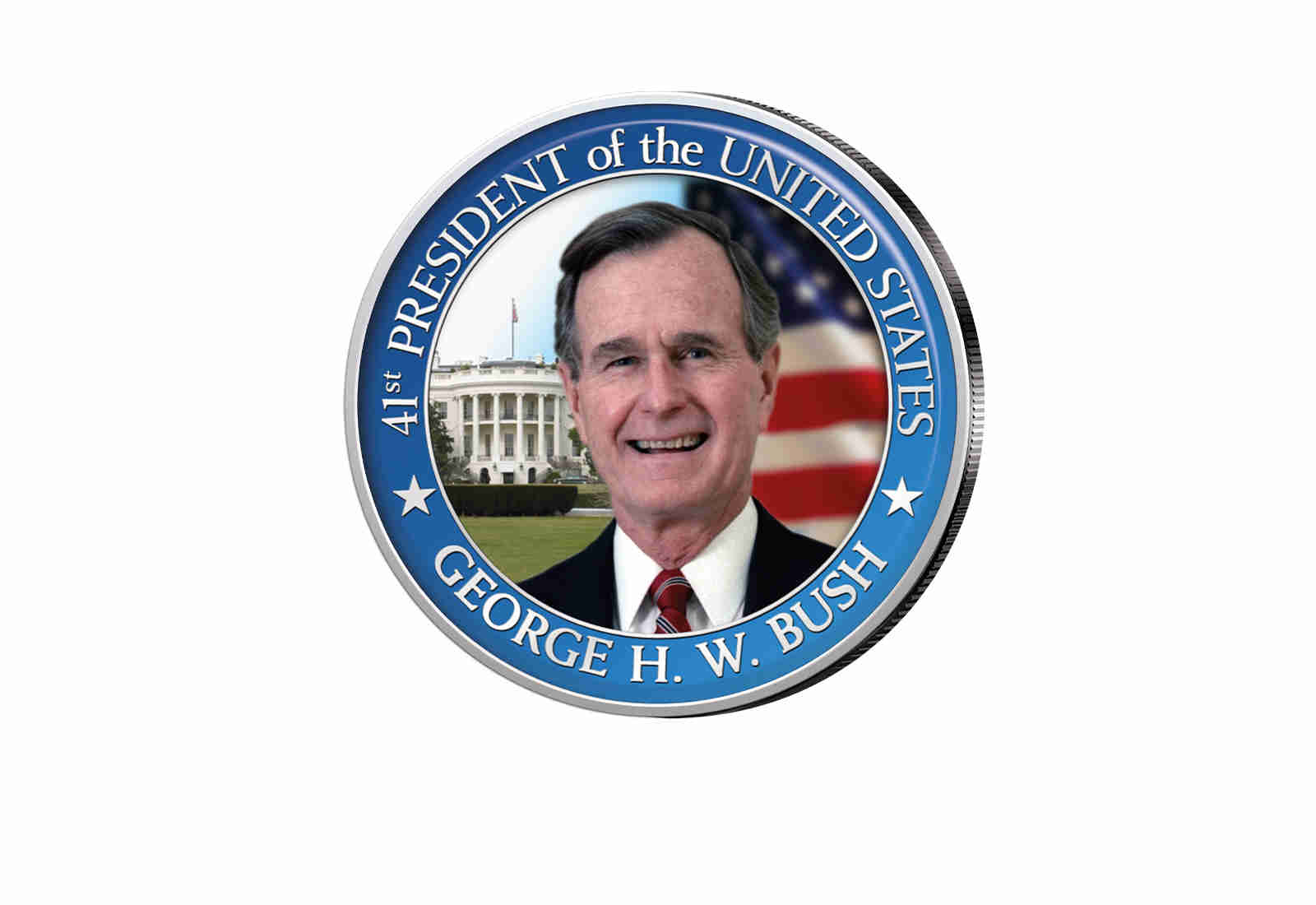 ½ Kennedy-Dollar USA mit Farbapplikation George H. W. Bush Serie: Presidents of the US
