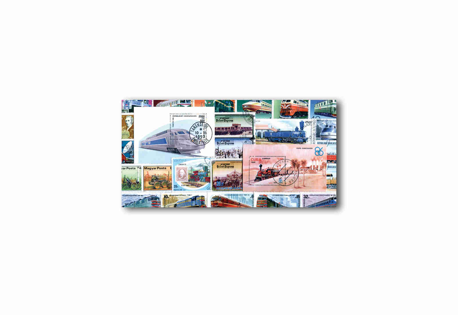 Briefmarken Eisenbahn Motiv-Sortiment 25 verschiedene Marken