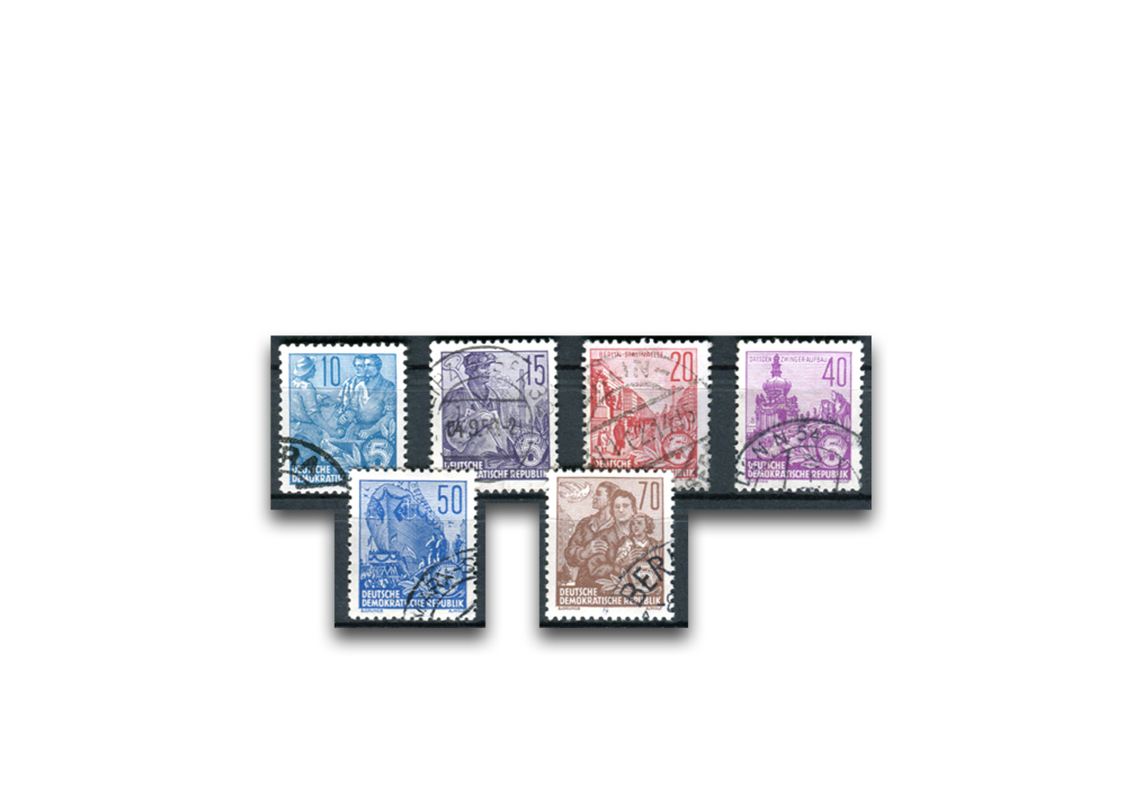 Briefmarken DDR Fünfjahrplan 1955 Michel-Nr. 453-458 gestempelt