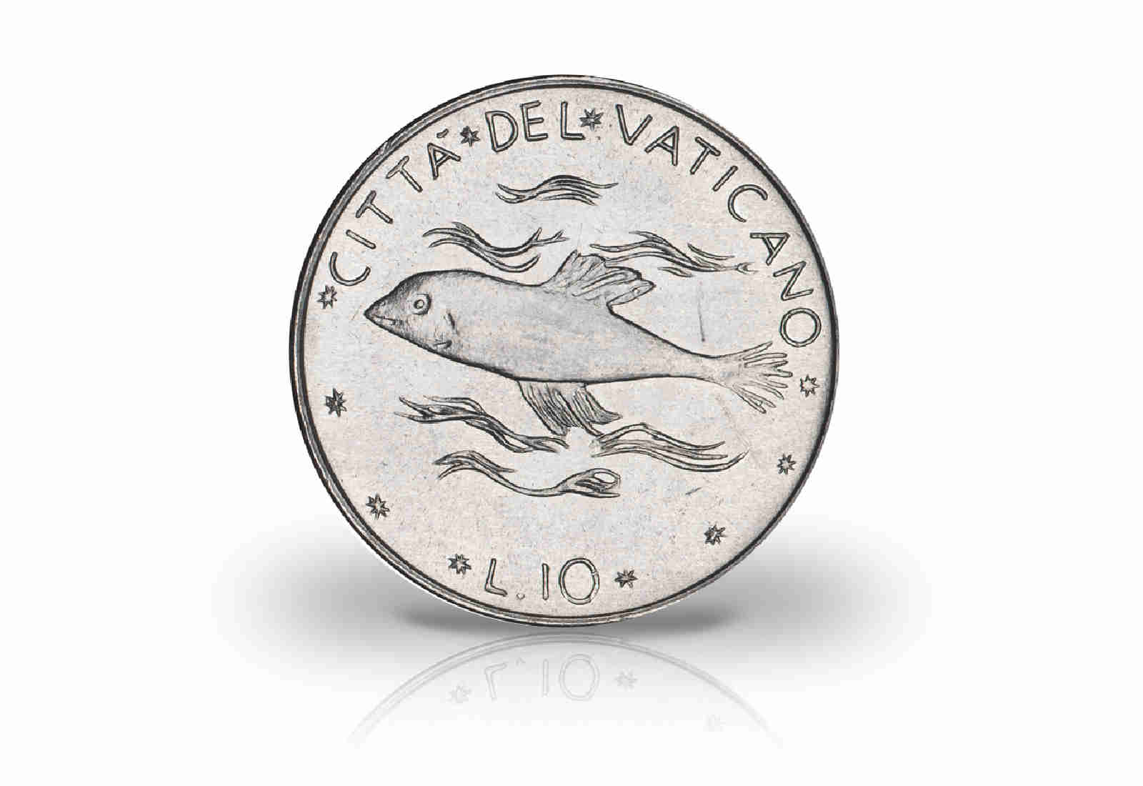 10 Lire 1977 Vatikan Papst Paul VI. Fisch