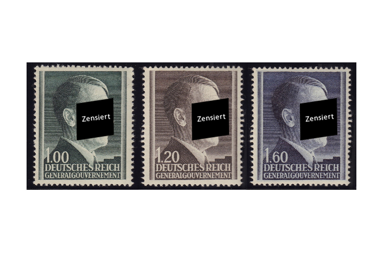 Generalgouvernement Freimarken 1942: Adolf Hitler Michel Nr. 86/88 gestempelt