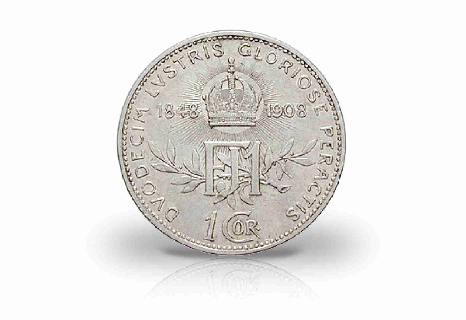1 Korona Silbermünze 1908 Österreich Kaiser Franz Joseph I.