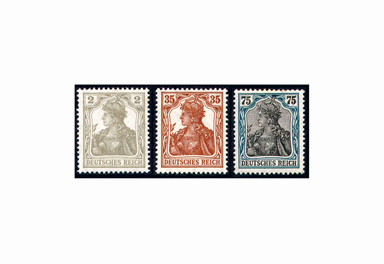Briefmarken Deutsches Reich Germania VII Michel-Nr. 102/104 Falz